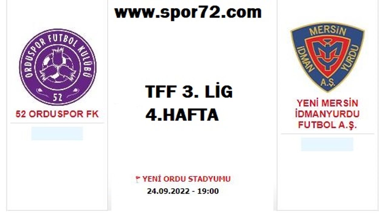 CANLI İZLE! 52 Orduspor FK – Yeni Mersin İdmanyurdu canlı maç izle