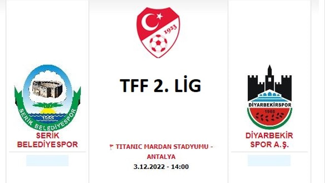 CANLI Serik Belediyespor - Diyarbekirspor maçı ne zaman? Saat kaçta? Hangi kanalda?