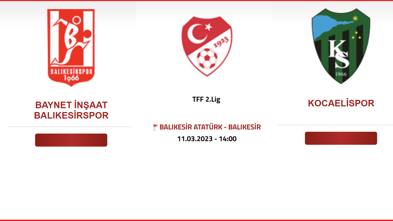 Canlı maç izle Balıkesirspor - Kocaelispor CANLI İZLE!