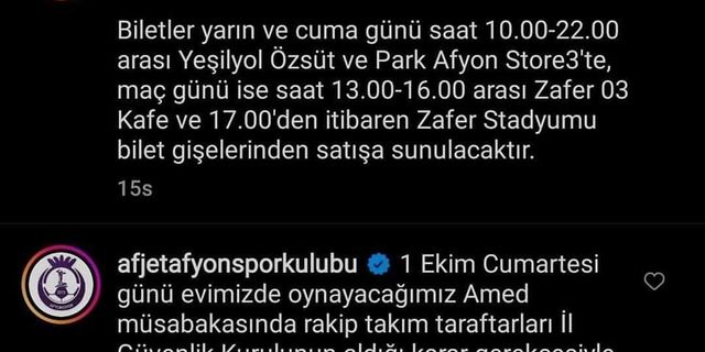 Afyonspor - Amedspor maçında deplasman yasağı gelişmesi