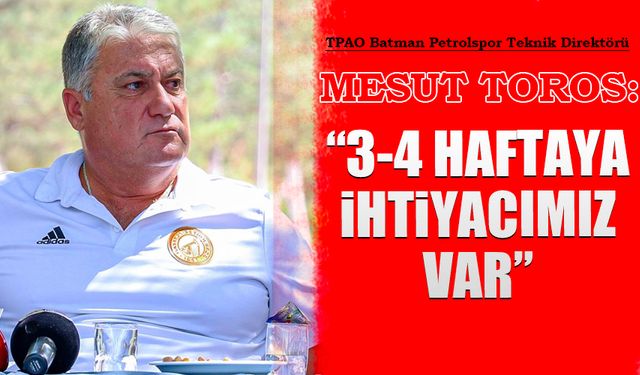 Mesut Toros: 3-4 haftaya ihtiyacımız var
